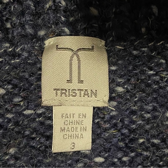 Tristan women blue wool blend wide tube neck cape poncho sweater. Size 3. Used. - Picture 4 of 7